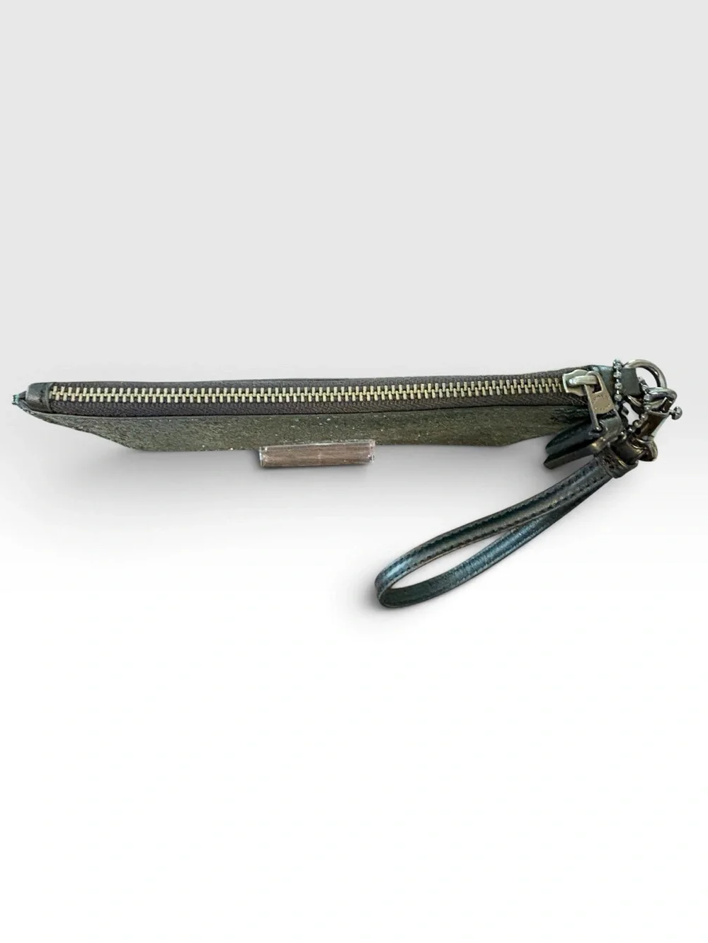 Coach 77964B Emerald Green Glitter Wristlet NWOT Dust Bag